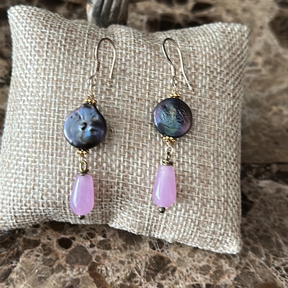 lavender jade teardrops fresh water coin peacock pearls